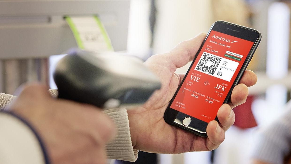 Smartphone displaying the online check-in process.