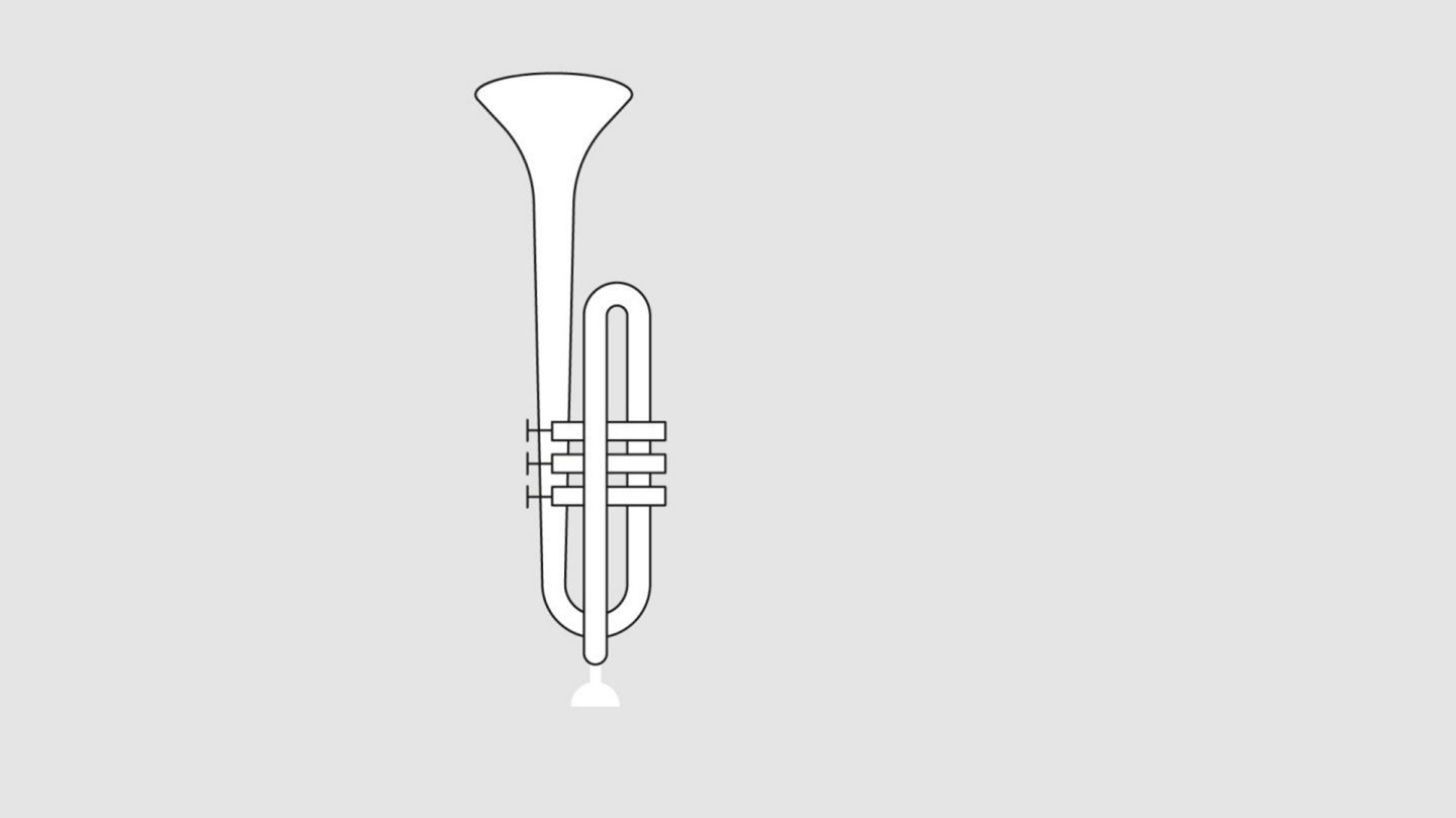 Illustration of a white tuba and red acoustic guitar.