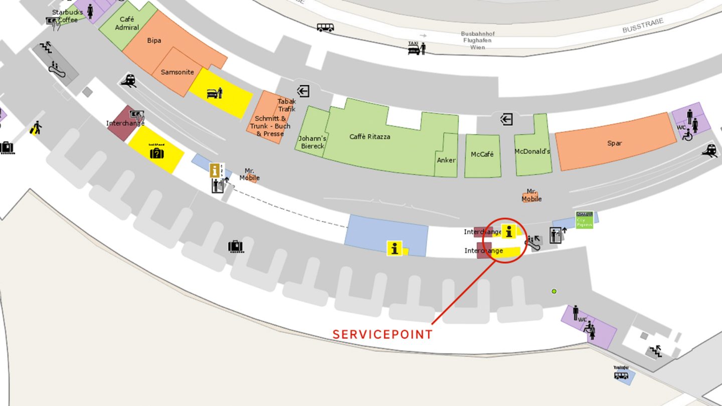 Site plan of the Austrian Service Center on the baggage carousels at Vienna Airport